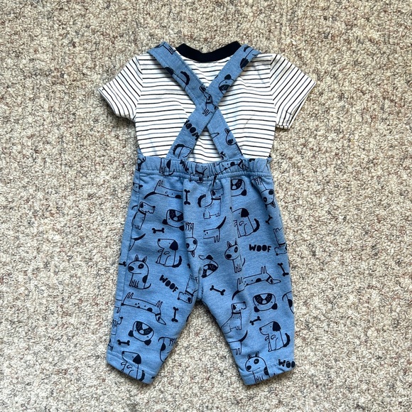 NWOT George 2-Piece Overall Set for Baby - Blue with Dogs - Picture 2 of 5